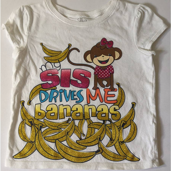 My Sis Drives me Bananas Monkey and Glitter tee